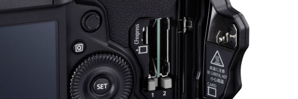 Die Canon EOS-1D X Mark III verträgt sich mit den neuen CFexpress-Speicherkarten, die dreimal so schnell speichern sollen wie die bisherigen CFast-Karten. Die Canon EOS-1D X Mark III verträgt sich mit den neuen CFexpress-Speicherkarten, die dreimal so schnell speichern sollen wie die bisherigen CFast-Karten.