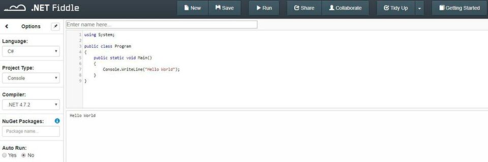 Entwickeln und testen mit .NET Fiddle. Entwickeln und testen mit .NET Fiddle.
