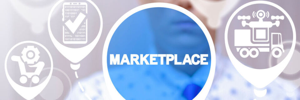 In einem Marketplace können Kunden auf die Produktauswahl des Anbieters zugreifen. In einem Marketplace können Kunden auf die Produktauswahl des Anbieters zugreifen.