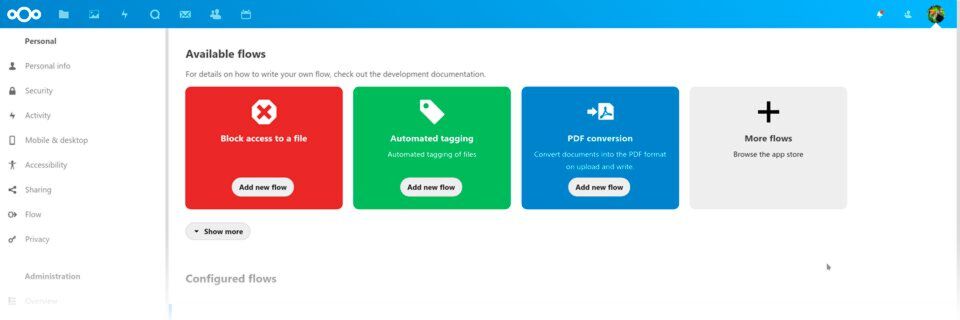 Nextcloud verspricht eine Collaboration-Plattform inklusive automatisierter Workflows. Nextcloud verspricht eine Collaboration-Plattform inklusive automatisierter Workflows.