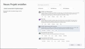 In Visual Studio existieren etliche Projektvorlagen, darunter auch die „ASP.NET-Webanwendung (.NET Framework)“. In Visual Studio existieren etliche Projektvorlagen, darunter auch die „ASP.NET-Webanwendung (.NET Framework)“.