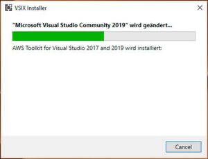 Der VSIX-Installer installiert das integrierte AWS Toolkit nach Beenden von Visual Studio. Der VSIX-Installer installiert das integrierte AWS Toolkit nach Beenden von Visual Studio.