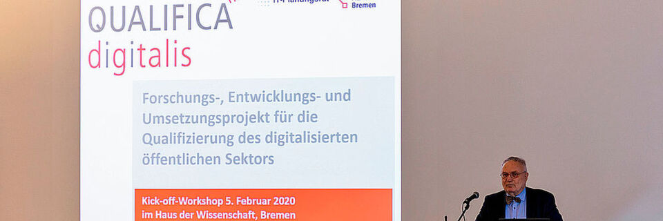 Staatsrat Henning Lühr bei der Eröffnung des Workshops im Haus der Wissenschaft Staatsrat Henning Lühr bei der Eröffnung des Workshops im Haus der Wissenschaft