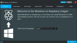 Mit dem Windows-on-Raspberry-Imager lässt sich eine spezielle "Windows 10 on ARM" Version des Betriebssystems mit voller Ausstattung auf einem Raspberry Pi 4 installiert werden. Aufgrund fehlender Treiber können aber nicht alle Leistungsmerkmale des Einplatinenrechners im vollen Umfang genutzt werden. Mit dem Windows-on-Raspberry-Imager lässt sich eine spezielle "Windows 10 on ARM" Version des Betriebssystems mit voller Ausstattung auf einem Raspberry Pi 4 installiert werden. Aufgrund fehlender Treiber können aber nicht alle Leistungsmerkmale des Einplatinenrechners im vollen Umfang genutzt werden.