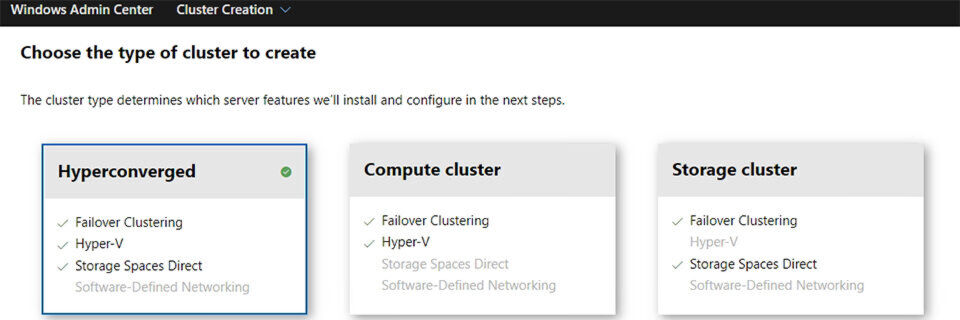 Mit der Version 1910 des Windows Admin Centers lassen sich nun auch Cluster erstellen. Mit der Version 1910 des Windows Admin Centers lassen sich nun auch Cluster erstellen.