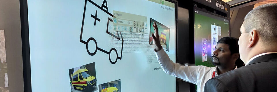 Mit MyViewBoard verfügt Viewsonic über ein eigenes Whiteboard-Ökosystem. Auf der ISE präsentierte der Hersteller neue Funktionen wie etwa Screensharing über die Cloud. Mit MyViewBoard verfügt Viewsonic über ein eigenes Whiteboard-Ökosystem. Auf der ISE präsentierte der Hersteller neue Funktionen wie etwa Screensharing über die Cloud.