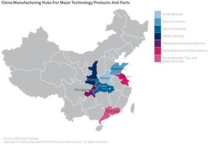 Zentrale Regionen für die Fertigung von Elektronikbauteilen in China. Das vom Coronavirus am stärksten betroffene Gebiet, Wuhan, gilt als Hochburg für die Produktion optischer Module und Displays. Zentrale Regionen für die Fertigung von Elektronikbauteilen in China. Das vom Coronavirus am stärksten betroffene Gebiet, Wuhan, gilt als Hochburg für die Produktion optischer Module und Displays.