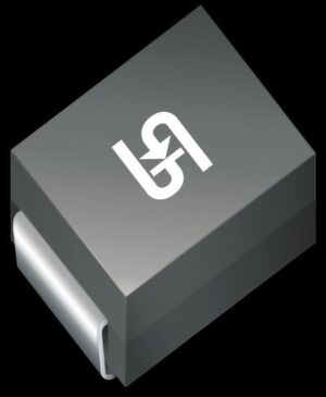 Bild 2: Eine Silizium-Gleichrichterdiode für Hochleistungsanwendungen im DO-214AB-Gehäuse. Die Junction-Temperatur ist mit 150 °C spezifiziert, der Stoßstrom-Grenzwert mit 150 A für eine Spitzensperrspannung 50 bis 1000 V. Bild 2: Eine Silizium-Gleichrichterdiode für Hochleistungsanwendungen im DO-214AB-Gehäuse. Die Junction-Temperatur ist mit 150 °C spezifiziert, der Stoßstrom-Grenzwert mit 150 A für eine Spitzensperrspannung 50 bis 1000 V.