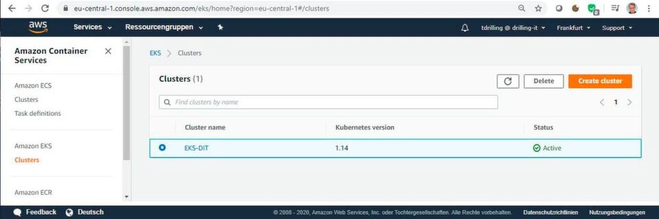 Haben wir alle Angaben gemacht und bestätigt, wird der Cluster aktiv. Haben wir alle Angaben gemacht und bestätigt, wird der Cluster aktiv.