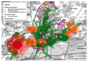 Gesamtüberblick Abwärme-Erzeugung und -bedarf in Frankfurt am Main. Gesamtüberblick Abwärme-Erzeugung und -bedarf in Frankfurt am Main.