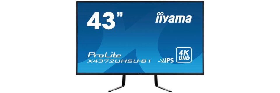 Das 42,5 Zoll große IPS-Panel im Iiyama ProLite X4372UHSU-B1 liefert 4K-Auflösung. Der Monitor misst in der Breite knapp 97 Zentimeter. Das 42,5 Zoll große IPS-Panel im Iiyama ProLite X4372UHSU-B1 liefert 4K-Auflösung. Der Monitor misst in der Breite knapp 97 Zentimeter.
