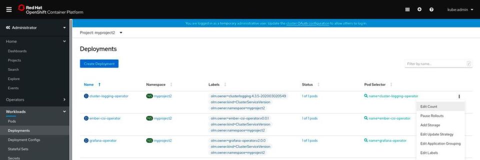 OpenShift ermöglicht Cluster-Verwaltung über eine einfache Weboberfläche. OpenShift ermöglicht Cluster-Verwaltung über eine einfache Weboberfläche.