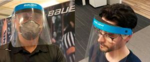 Bauer Hockey, Ausrüster von Eishockeyspielern, produziert jetzt Gesichstsschutzmasken für das medizinische Personal. Bauer Hockey, Ausrüster von Eishockeyspielern, produziert jetzt Gesichstsschutzmasken für das medizinische Personal.