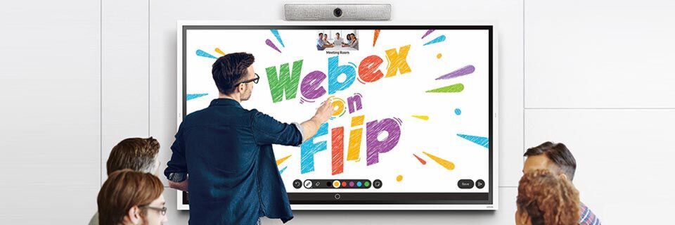 Webex on Flip ist eine Softwarelösung für kreative Teamarbeit über das Flip 2 von Samsung. Webex on Flip ist eine Softwarelösung für kreative Teamarbeit über das Flip 2 von Samsung.