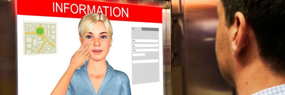 Der 3D-Gebärdensprach-Avatar übersetzt Text in Gebärdensprache Der 3D-Gebärdensprach-Avatar übersetzt Text in Gebärdensprache