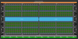 Der schematische Aufbaue einer GPU mit GA100-Architektur. Hier allerdings mit 128 Stream Multiprozessoren. Der schematische Aufbaue einer GPU mit GA100-Architektur. Hier allerdings mit 128 Stream Multiprozessoren.