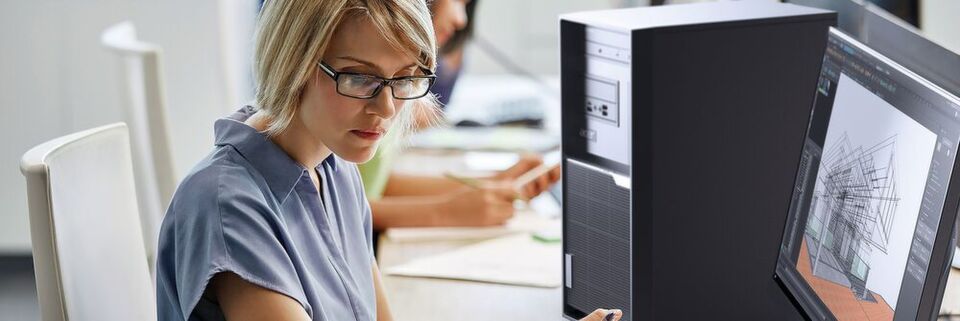 Die Workstation Veriton K8 von Acer ist mit einem Xeon- oder Core-Prozessor aus Intels Coffee-Lake-Familie bestückt. Für anspruchsvolle Workloads kann sie mit einer Quadro-RTX-Grafikkarte ausgestattet werden. Die Workstation Veriton K8 von Acer ist mit einem Xeon- oder Core-Prozessor aus Intels Coffee-Lake-Familie bestückt. Für anspruchsvolle Workloads kann sie mit einer Quadro-RTX-Grafikkarte ausgestattet werden.