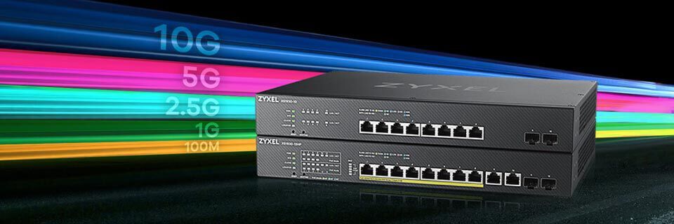 Die XS1930-Switches unterstützen 100M, 1G, 2,5G, 5G und 10G. Für jede Geschwindigkeit blinkt eine LED in einer bestimmten Farbe. Die XS1930-Switches unterstützen 100M, 1G, 2,5G, 5G und 10G. Für jede Geschwindigkeit blinkt eine LED in einer bestimmten Farbe.