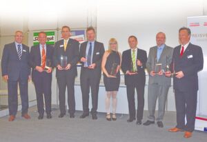 The line-up of prize-winners (left to right): Gerd Kielburger, Chief Editor/Publisher at Vogel Business Media; Reiner Zimmermann, Managing Partner at AZO; Holger Sack, Marketing Manager at Vega; Hanno Derich, Managing Director at Derichs; Magdalena Stöffler, Marketing Assistant at GIG Karasek; Markus Adamczyk, AutoChem Product Specialist at Mettler Toledo; Peter Reitinger, Managing Director at Reitinger Engineering; Manfred Seifert, Sales Manager (South) at Christ Pharma & Life Science. (Pictures: PROCESS) The line-up of prize-winners (left to right): Gerd Kielburger, Chief Editor/Publisher at Vogel Business Media; Reiner Zimmermann, Managing Partner at AZO; Holger Sack, Marketing Manager at Vega; Hanno Derich, Managing Director at Derichs; Magdalena Stöffler, Marketing Assistant at GIG Karasek; Markus Adamczyk, AutoChem Product Specialist at Mettler Toledo; Peter Reitinger, Managing Director at Reitinger Engineering; Manfred Seifert, Sales Manager (South) at Christ Pharma & Life Science. (Pictures: PROCESS)