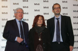 La nouvelle équipe du SIAMS presque au complet, avec de gauche à droite Francis Koller, président; Laurence Gygax, vente et relation clients et Patrick Linder, responsable de la communication. (Image: MSM/JR Gonthier)