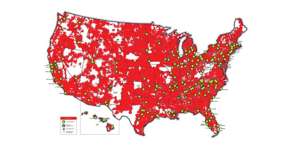 Das im Dezember 2011 von Verizon Wireless in Betrieb genommene 4G-LTE-Netzwerk erreicht in den USA über 200 Mio. Menschen. Das im Dezember 2011 von Verizon Wireless in Betrieb genommene 4G-LTE-Netzwerk erreicht in den USA über 200 Mio. Menschen.