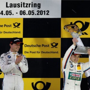 Sieger Bruno Spengler (CA) vom BMW Team Schnitzer (l.) mit dem Drittplatzierten Augusto Farfus (BR) vom BMW Team RBM (r.).