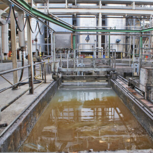 View of an oil and fat separator. The influent water is warm and contains a high load of mainly oils and fats. View of an oil and fat separator. The influent water is warm and contains a high load of mainly oils and fats.