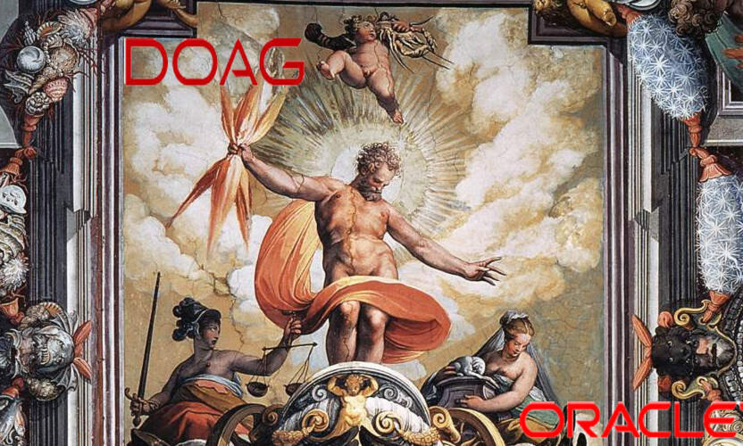 Die Doag feuert Blitze auf Oracle - das Gemälde ist ein Fresko aus dem Palazzo Ruspoli in Rom und Zeigt einen zornigen Zeus. Die Doag feuert Blitze auf Oracle - das Gemälde ist ein Fresko aus dem Palazzo Ruspoli in Rom und Zeigt einen zornigen Zeus.