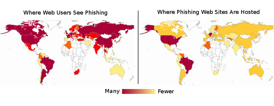 Viele Phishing-Webseiten werden Google zufolge in Deutschland gehostet. Viele Phishing-Webseiten werden Google zufolge in Deutschland gehostet.