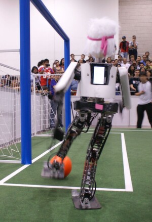 Mexico City: WM-Sieger im Roboter-Fußball ist das Team NimbRo aus Bonn. Neuster Zugang in der Bonner Mannschaft: Der humanoide Roboter Copedo.