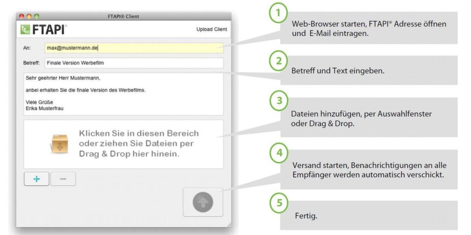 Mit SecuTransfer von FTAPI können Daten im Webbrowser sicher verschlüsselt übertragen werden. Mit SecuTransfer von FTAPI können Daten im Webbrowser sicher verschlüsselt übertragen werden.