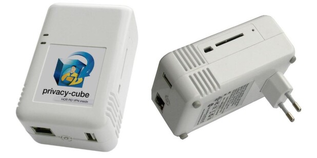 Der Privacy-Cube bietet einen 1,2-GHz-Prozessor, 512 MB Flashspeicher und DRAM, Gigabit-Ethernet- und USB-2.0.-Ports und einen SD-Card-Slot.