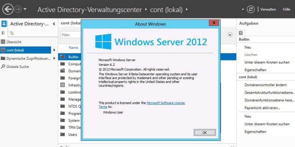 Mit Windows Server 2012 hat Microsoft die Installation von Active Directory angepasst. Ein Domänencontrollers lässt sich jetzt leichter über die PowerShell 3.0 installieren, aber das geht auch ganz einfach im neuen Server-Manager. Mit Windows Server 2012 hat Microsoft die Installation von Active Directory angepasst. Ein Domänencontrollers lässt sich jetzt leichter über die PowerShell 3.0 installieren, aber das geht auch ganz einfach im neuen Server-Manager.