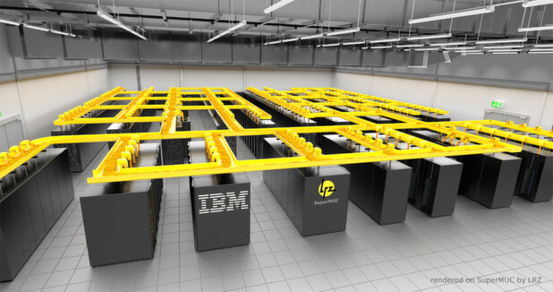 Hier rechnet der viertgrößte Super-Computer der Welt unter Top-Bedingungen: "SuperMUC" des Leibniz-Rechenzentrum in Garching, der kürzlich in Betrieb ging.