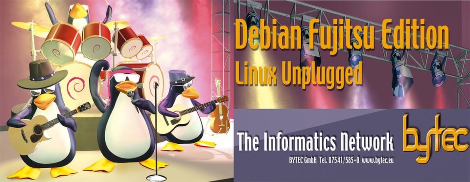 Neue Zusammensetzung des Bytec-Plakats zu "Debian Fujitsu Edition". Neue Zusammensetzung des Bytec-Plakats zu "Debian Fujitsu Edition".