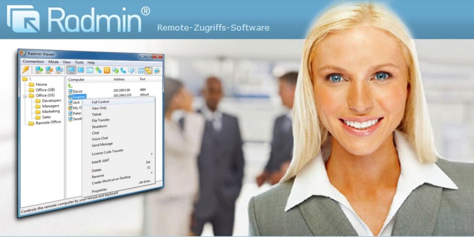 Radmin bietet Remote Access, Datenübertragung, VoIP und Instant Messaging. Admins können Radmin kostenlos 30 Tage lang testen. Außerdem verlosen wir 20 Lizenzen des Radmin Server 3. Wie Sie gewinnen, lesen Sie im Artikel. Radmin bietet Remote Access, Datenübertragung, VoIP und Instant Messaging. Admins können Radmin kostenlos 30 Tage lang testen. Außerdem verlosen wir 20 Lizenzen des Radmin Server 3. Wie Sie gewinnen, lesen Sie im Artikel.