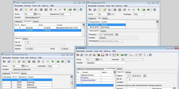 Grundlage für das Kapazitätsmanagement ist die Datenpflege der vorhandenen sowie der benötigten Ressourcen. Dafür gibt es in W&G effective company eine Vielzahl an Definitionsmöglichkeiten, einschließlich rollierender Schichtpläne und veränderlicher Anforderungen im Produktionsverlauf.