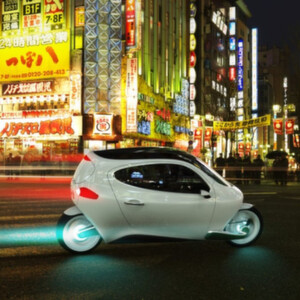 Das C1 von Lit Motors: zwei Gyroskope sorgen dafür, dass der elektrische Zweiradkabinenroller nicht umfallen kann - auch nicht bei einem Unfall