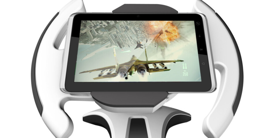 Das „Tablet Racing Wheel“ hat Platz für alle gängigen Tablets. Das „Tablet Racing Wheel“ hat Platz für alle gängigen Tablets.