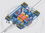 Zur partiellen Warmumformung von Großkurbelwellen wurde diese Anlage mit 18 Presszylindern konzipiert (Simulation). Die Summenpresskraft beträgt 290.000 kN. Servopumpen steuern die Zylinder.