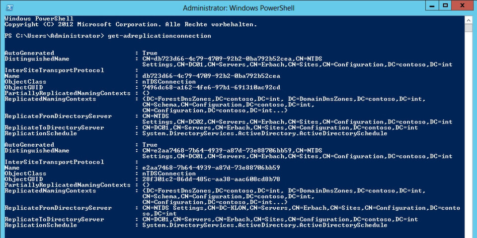 Anzeigen der Replikationsverbindungen in der PowerShell geht teilweise deutlich schneller als in der grafischen Oberfläche Anzeigen der Replikationsverbindungen in der PowerShell geht teilweise deutlich schneller als in der grafischen Oberfläche