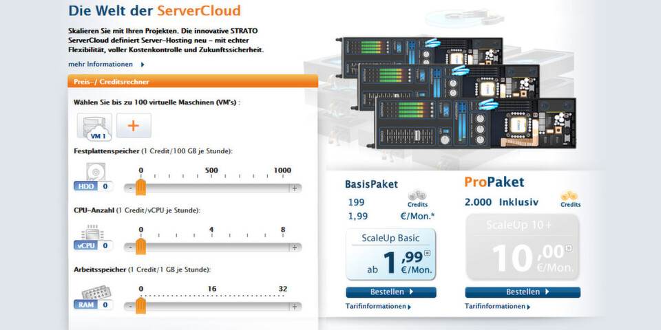 Strato ServerCloud bietet die Möglichkeit, virtuelle Server individuell zu konfigurieren und Ressoucen jederzeit anzupassen. Strato ServerCloud bietet die Möglichkeit, virtuelle Server individuell zu konfigurieren und Ressoucen jederzeit anzupassen.
