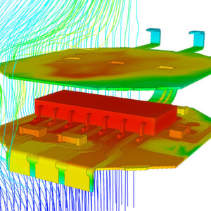 Bild 1: Wärmeverteilung auf einem Flexboard, dargestellt mit dem Simulationsprogramm 6SigmaET
