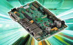 Bild 2: Das Qseven-Basisboard Q7-MB-EP4 nimmt das Q7-IMX6 auf (Sockel auf der Unterseite) und verfügt über Schnittstellen wie LAN, DVI, LVDS, USB, mSATA, UART, Backlight und einen SD-Kartenschacht
