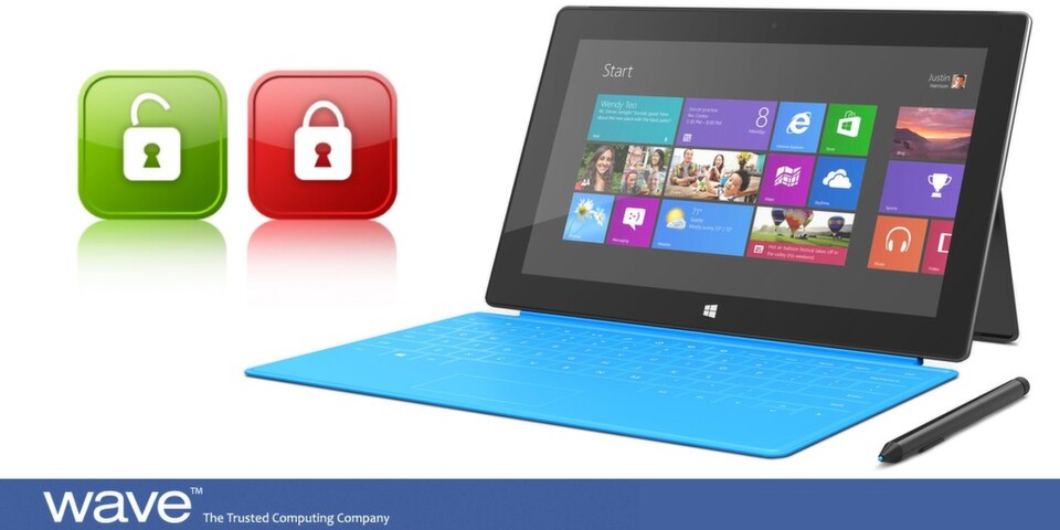 Mit den Sicherheits- und Management-Lösungen von Wave Systems für Windows 8 Pro-Tablets können Unternehmen bestehende Management-Infrastrukturen nutzen und trotzdem mobile Systeme einfach und sicher nutzbar machen. Mit den Sicherheits- und Management-Lösungen von Wave Systems für Windows 8 Pro-Tablets können Unternehmen bestehende Management-Infrastrukturen nutzen und trotzdem mobile Systeme einfach und sicher nutzbar machen.