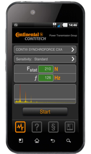Mit der App schnell per Smartphone prüfen, ob die Vorspannung von Industrieriemen stimmt. Mit der App schnell per Smartphone prüfen, ob die Vorspannung von Industrieriemen stimmt.