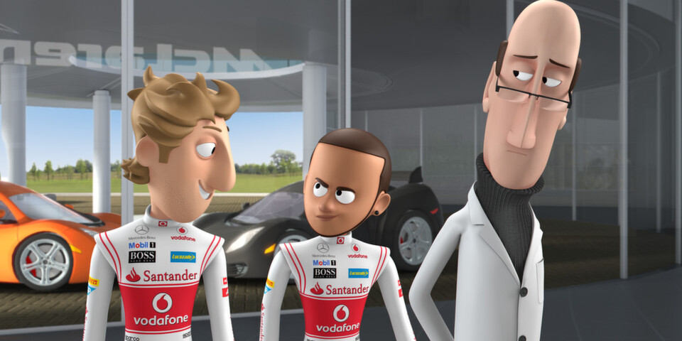 Animationsfilm Tooned von Framestore im Auftrag für McLaren produziert. Coole Typen, scharfe Kurven, schnelle Flitzer. Framestore animierte in Zusammenarbeit mit McLaren die Serie Tooned. In den Hauptrollen: die britischen Formel1-Fahrer Jenson Button und Lewis Hamilton. Animationsfilm Tooned von Framestore im Auftrag für McLaren produziert. Coole Typen, scharfe Kurven, schnelle Flitzer. Framestore animierte in Zusammenarbeit mit McLaren die Serie Tooned. In den Hauptrollen: die britischen Formel1-Fahrer Jenson Button und Lewis Hamilton.