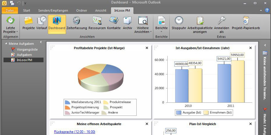 Die Projektmanagement-Software InLoox PM 7.5 lässt sich nahtlos in MS Outlook integrieren und steht optional auch als SaaS-Lösung in der Cloud zur Verfügung. Die Projektmanagement-Software InLoox PM 7.5 lässt sich nahtlos in MS Outlook integrieren und steht optional auch als SaaS-Lösung in der Cloud zur Verfügung.