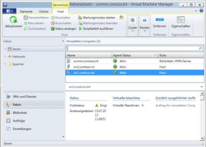 Mit dem System Center Virtual Machine Manager 2012 verwalten Administratoren zentral alle Virtualisierungshosts im Netzwerk. Mit dem System Center Virtual Machine Manager 2012 verwalten Administratoren zentral alle Virtualisierungshosts im Netzwerk.