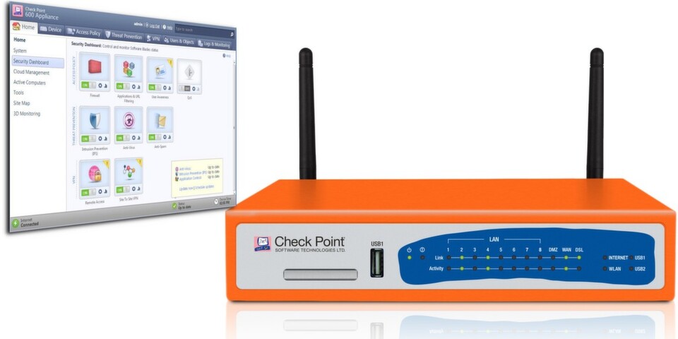 Mit der Check Point 600 Appliance sollen auch kleine Unternehmen bis 100 Mitarbeiter ein Maximum an Sicherheit erreichen können und das, dank einfachem Management-Interface mit geringem Personalaufwand. Mit der Check Point 600 Appliance sollen auch kleine Unternehmen bis 100 Mitarbeiter ein Maximum an Sicherheit erreichen können und das, dank einfachem Management-Interface mit geringem Personalaufwand.